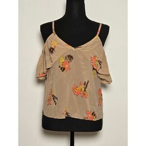 Madewell 100% Silk Floral Cold Shoulder Top | Size Small